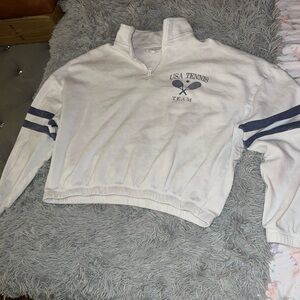 USA Tennis Team White and Blue women’s cropped Sweater